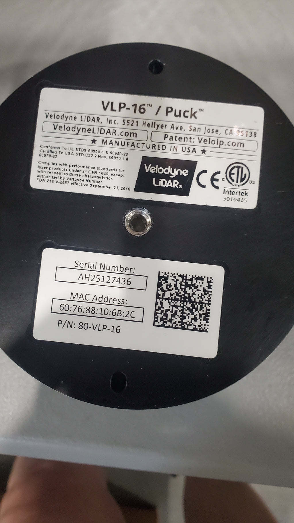 Velodyne VLP-16 Puck Lidar